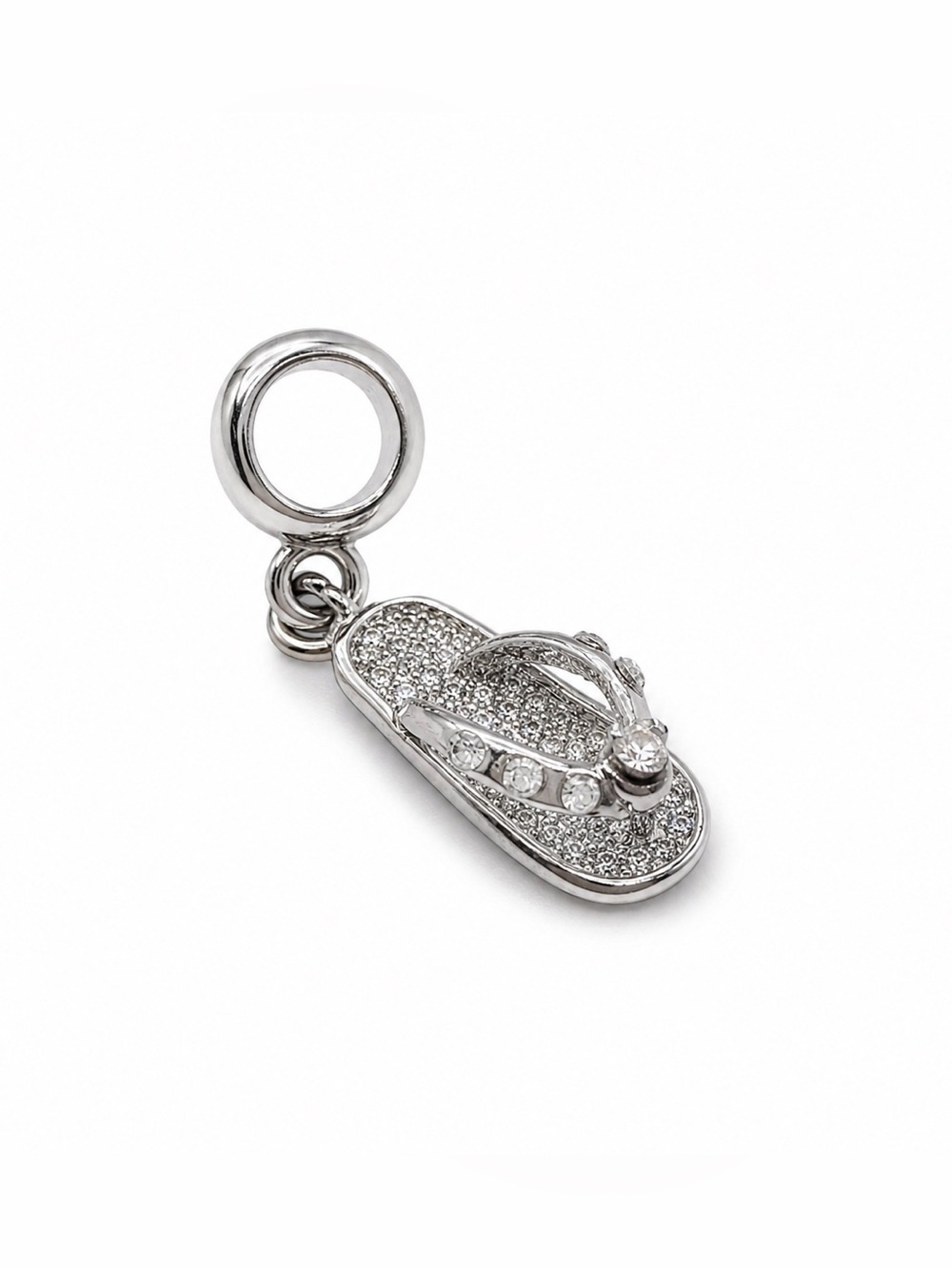 Pavé CZ Flip Flop Dangle Charm Silver - Pandora style - Picture 2 of 5